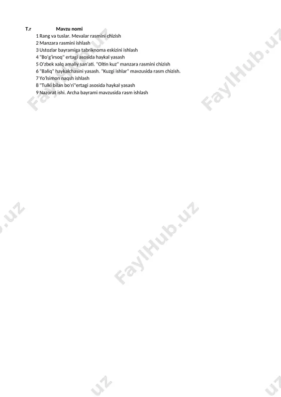 2-sinf tasviriy san'at — XLSX