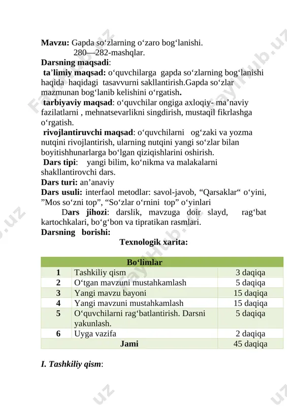 280-282-mashq. gapda so'zlarning bog;lanishi — DOCX