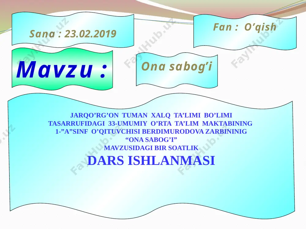 berdimurodova zarbi viloyatga ommalashtirish — PPTX