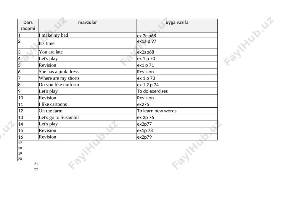 2sinf ingliz tili — XLSX