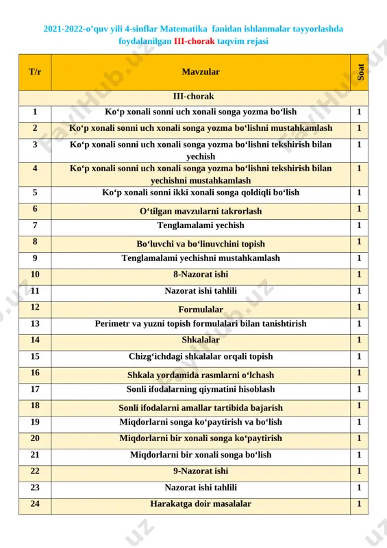 4-sinf matematika 100 % ishlangan 2021-2022 yil — DOCX