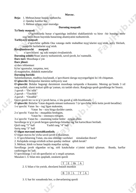 4 hunarli kishi xor bo’lmas — DOC