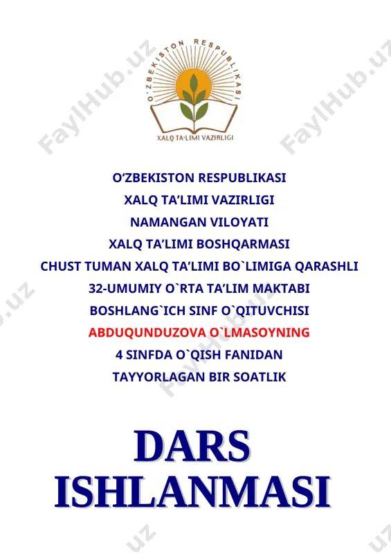 4 sinf o`qish ikki saxiy — DOC
