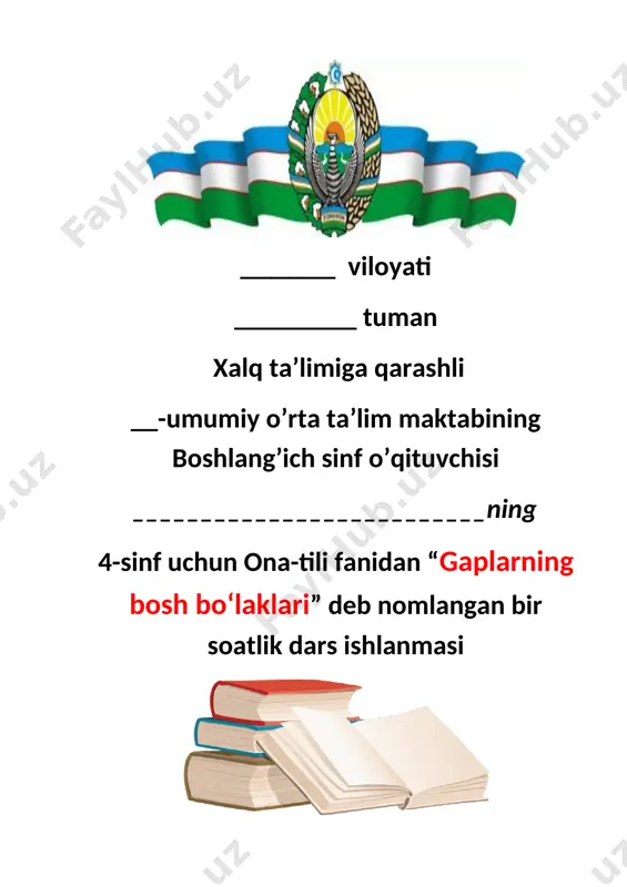 4 sinf ona tili gap bo'laklari — DOCX
