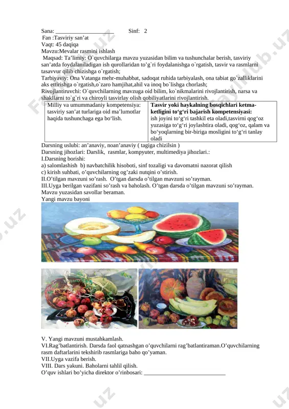 2-sinf.tasv.san'at__karimova — DOCX