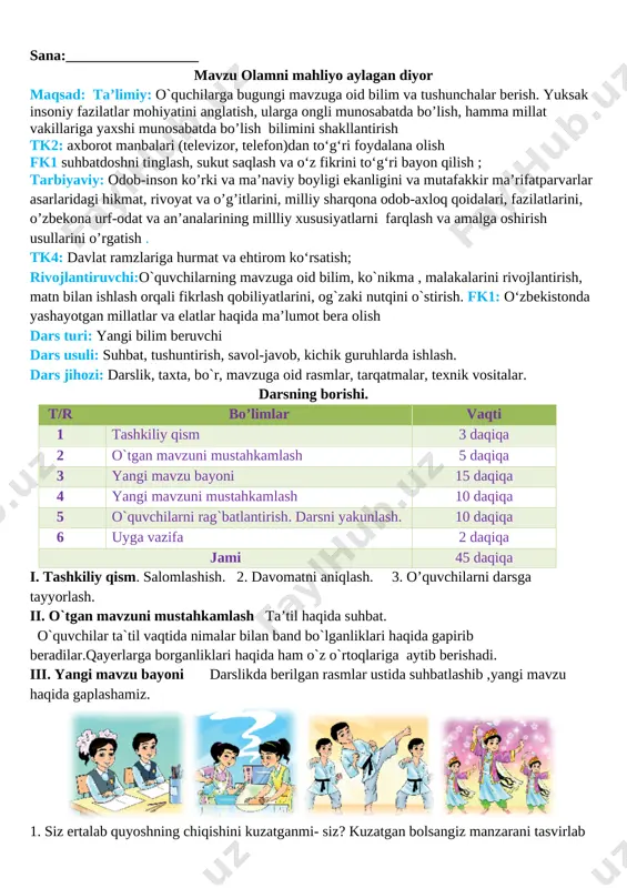 2-sinf tarbiya — DOCX