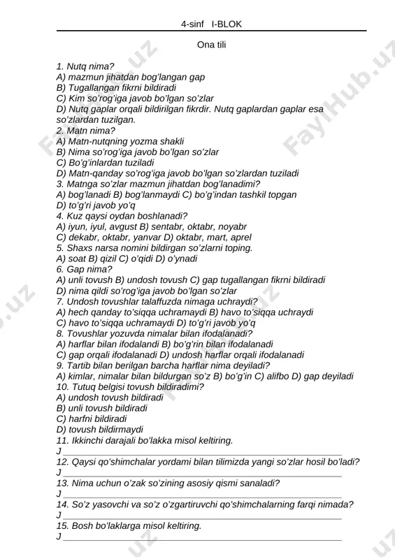 4-sinf 1-blok — DOCX