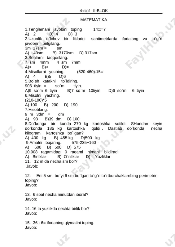 4-sinf 2-blok — DOCX