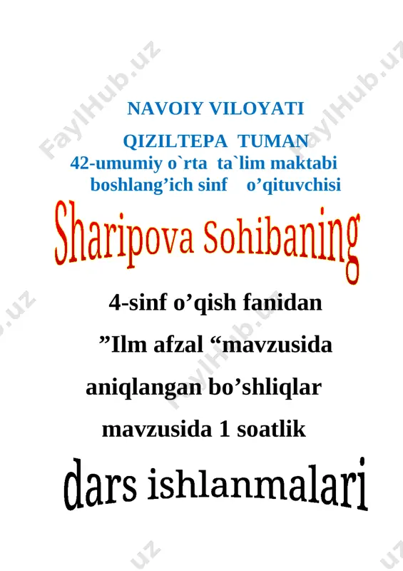 sohiba safarovna ilm afzal — DOCX