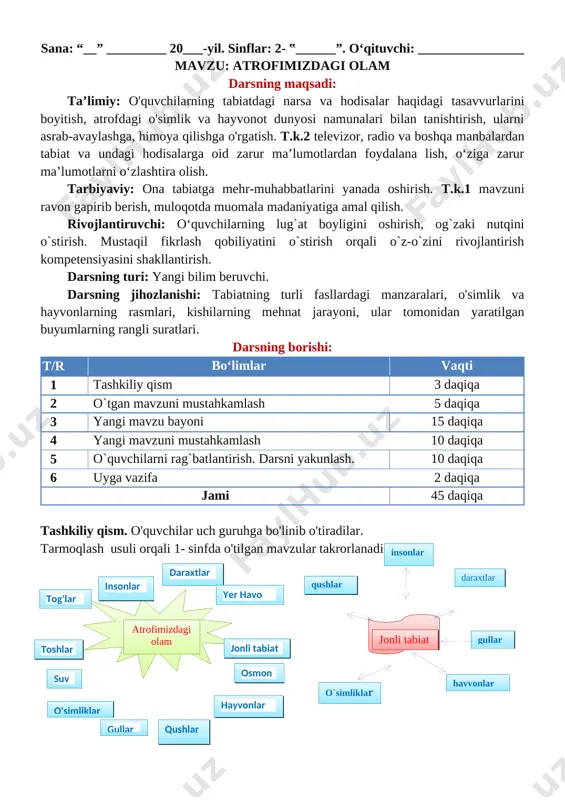 2-sinf atrofimizdagi olam — DOCX