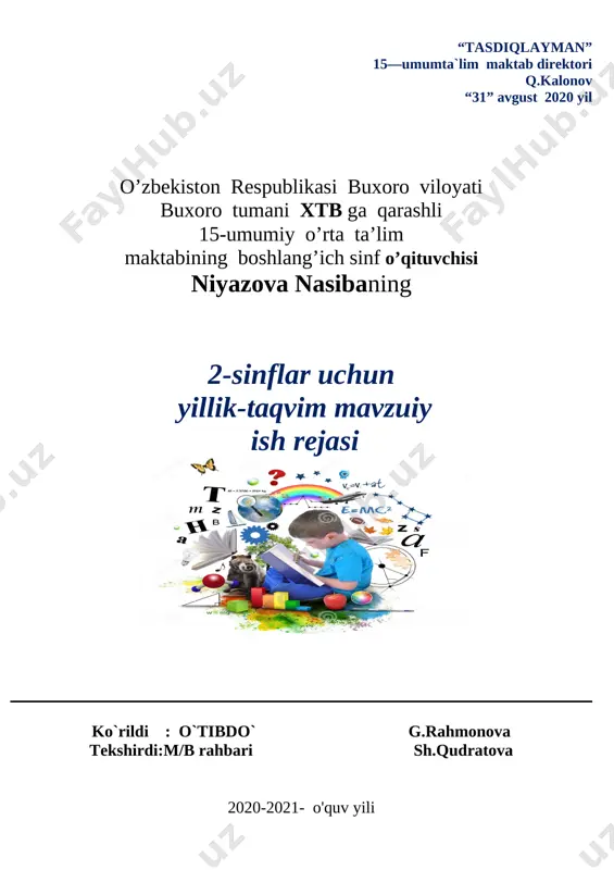 2 sinf -yillik ish reja — DOCX