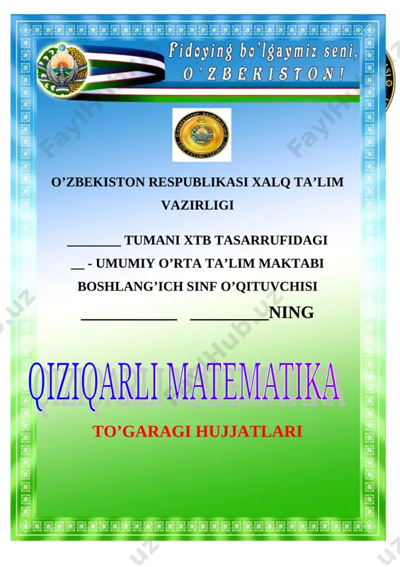 4-matematika to'garak 2020-2021 — DOC
