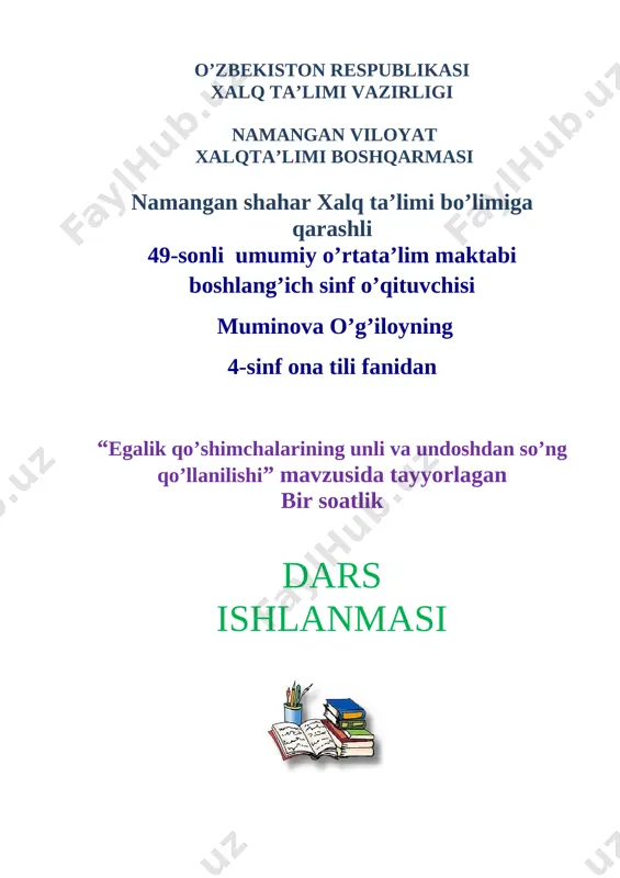mo'minova o'g'loy ona tili 4 — DOCX
