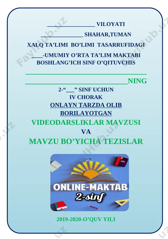 2-sinf barcha fanlar tezis @ustozla kanali — DOCX