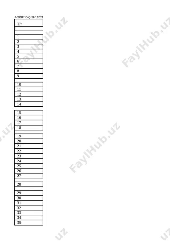 4-sinf umumiy exel — XLSX