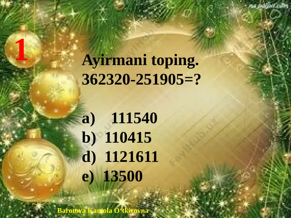 matematika 08.01.2021 barotova kamola o'tkirovna — PPTX