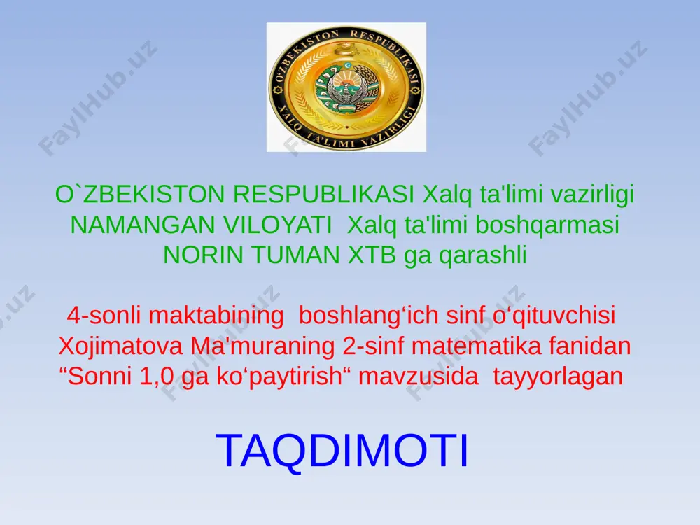 xojimatova ma'mura matematika — PPTX