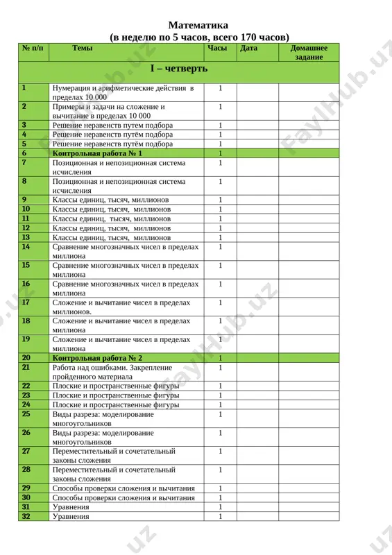 ktp matematika 4 klassa — DOCX