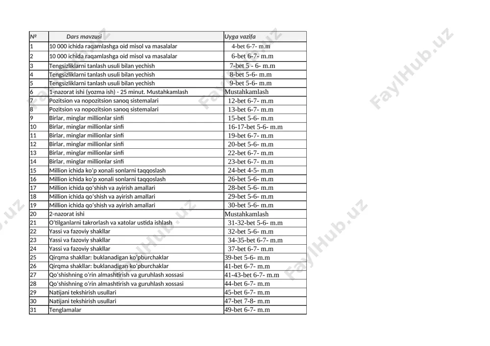 4- sinf matematika — XLSX