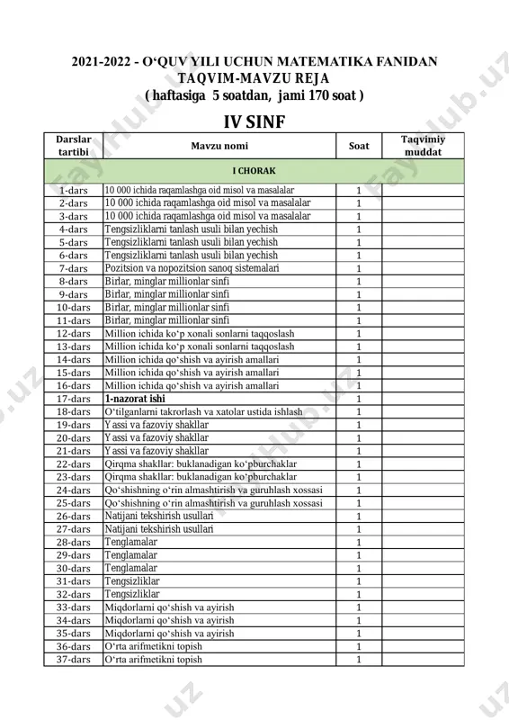 4-sinf matematika — PDF