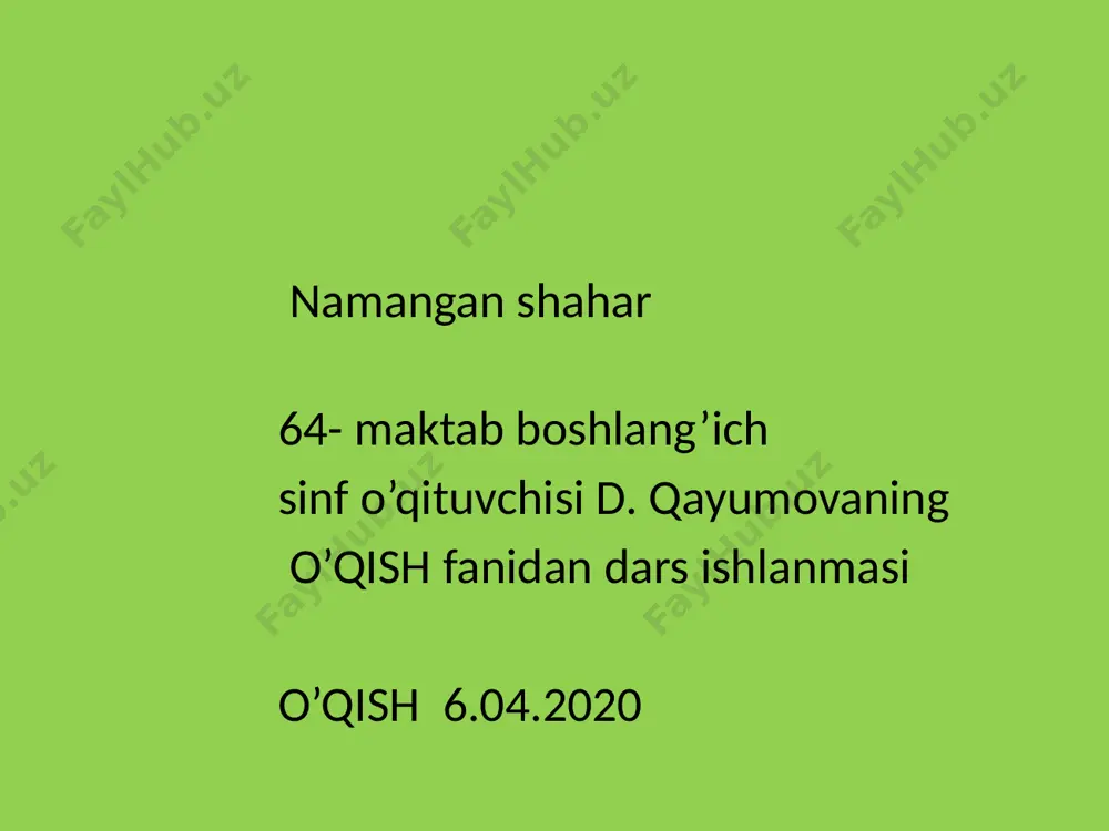 4-sinf mavzu;sinfdan tashqari o'qish.d.qayumova — PPTX