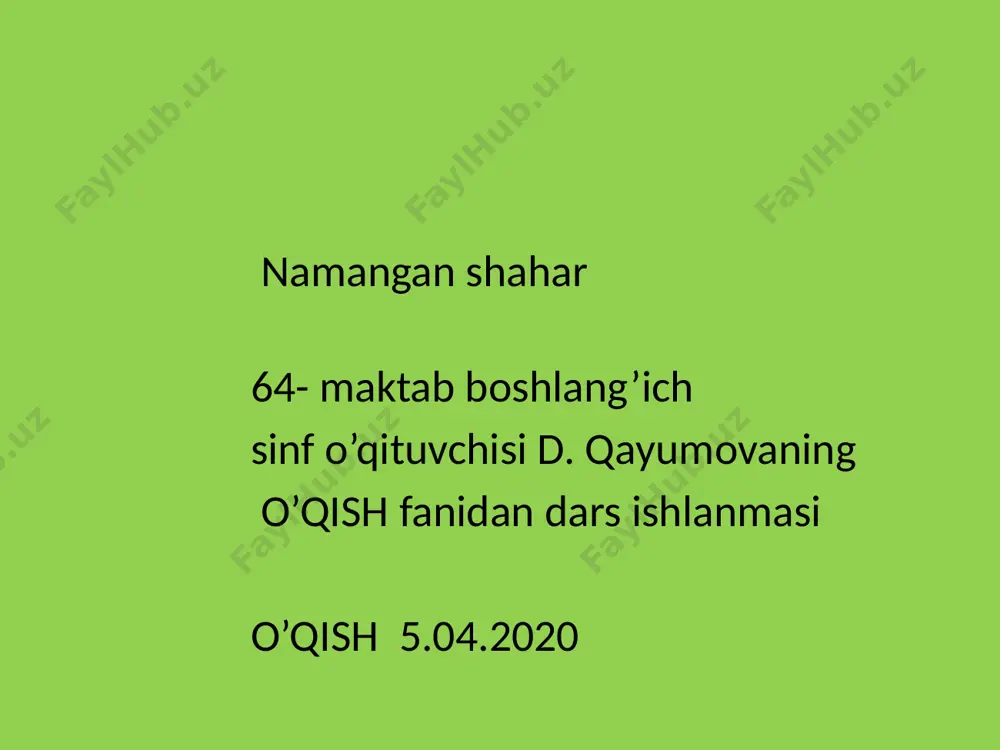 o'qish_mavzu_;nihollarning_nolasi_d_qayumova_64_maktab — PPTX