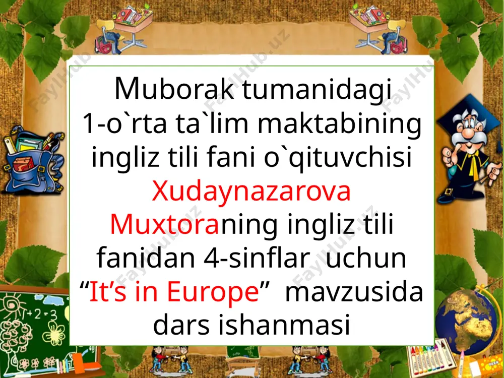 4-sinflar uchun online slayd xudaynazarova muxtora — PPTX