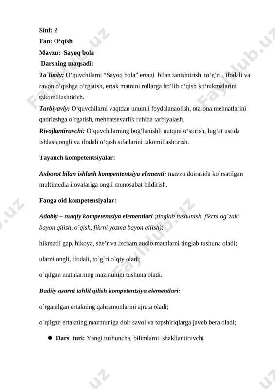 sayoq bola 2-sinf — DOCX