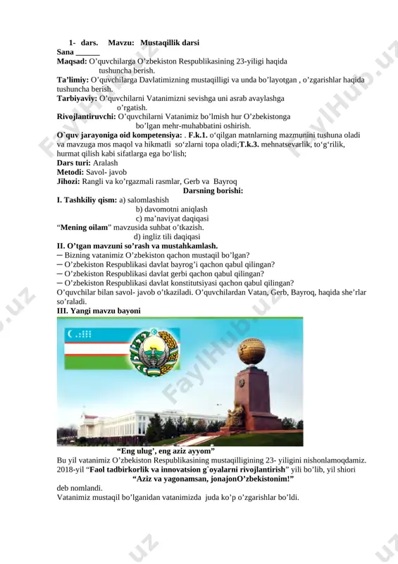 2-sinf o`qish yillik konspekt 2019 — DOCX