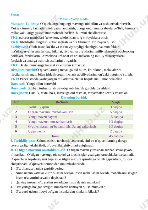 4-sinf tarbiya — DOCX