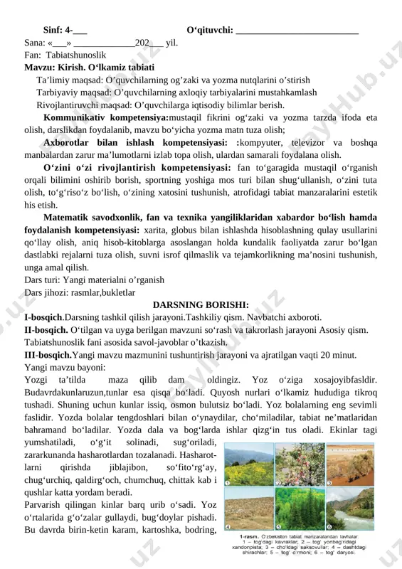 4-sinf tabiatshunoslik — DOCX