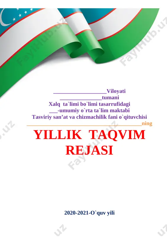 yillik ish reja tasviriy san'at 2020-2021 yangi — DOCX