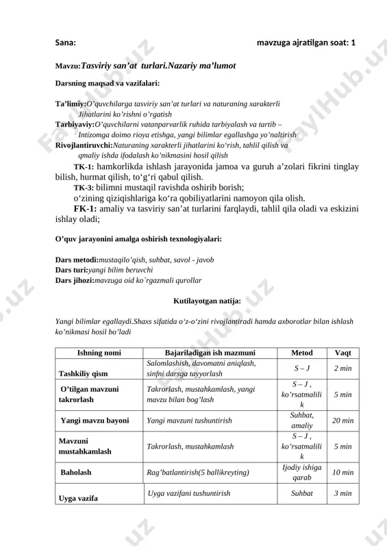 to'garak. tasviriy san'at — DOCX