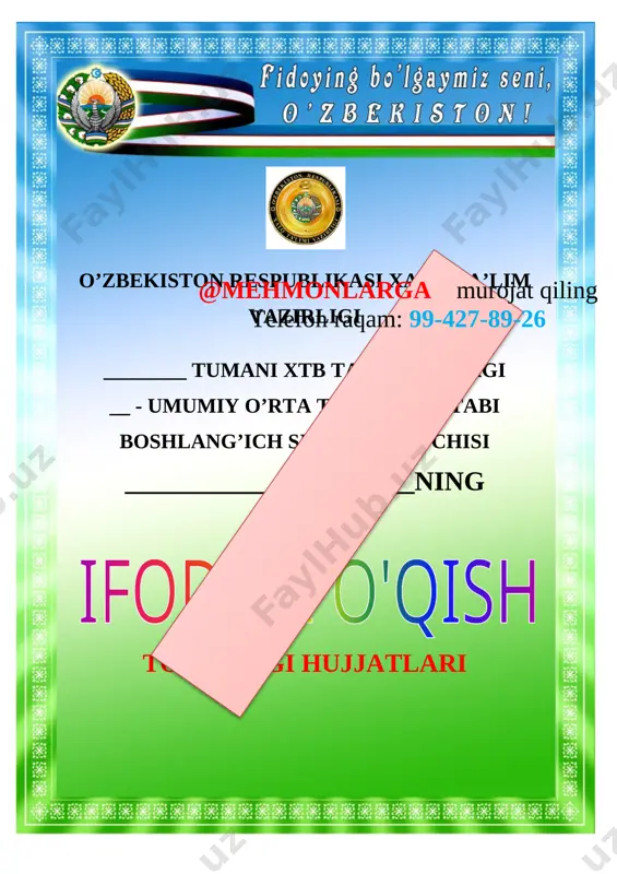 4-sinf o'qish to'garak 2020-2021 — DOCX