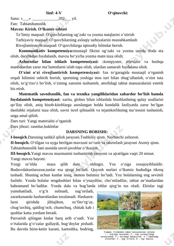 4-sinf tabiatshunoslik yangi — DOCX
