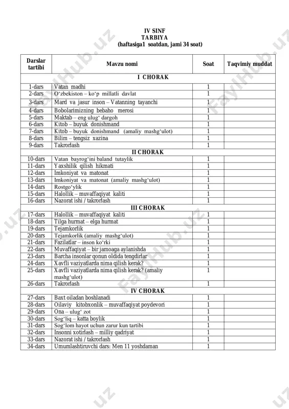 4-sinf tarbiya — PDF