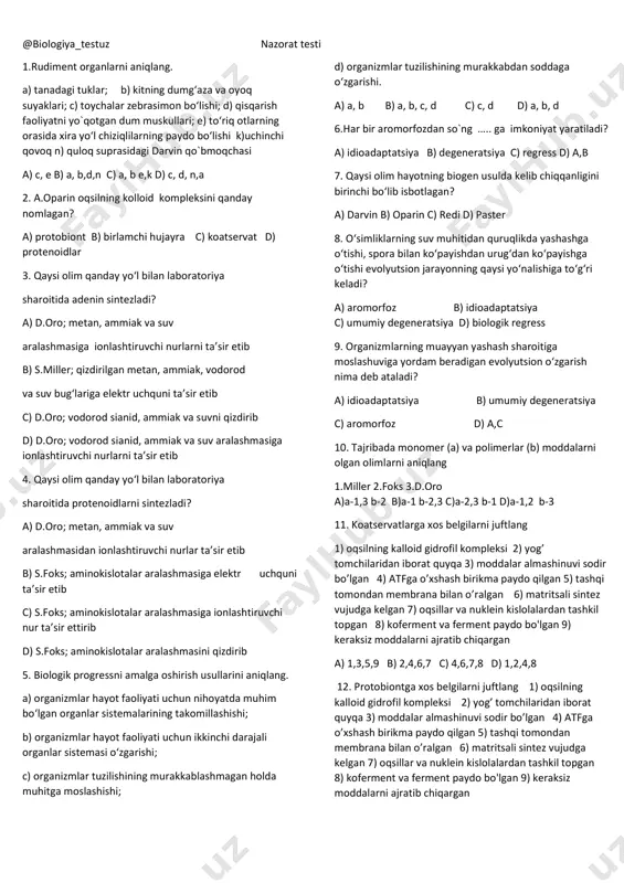 10- sinf nazorat testi — PDF