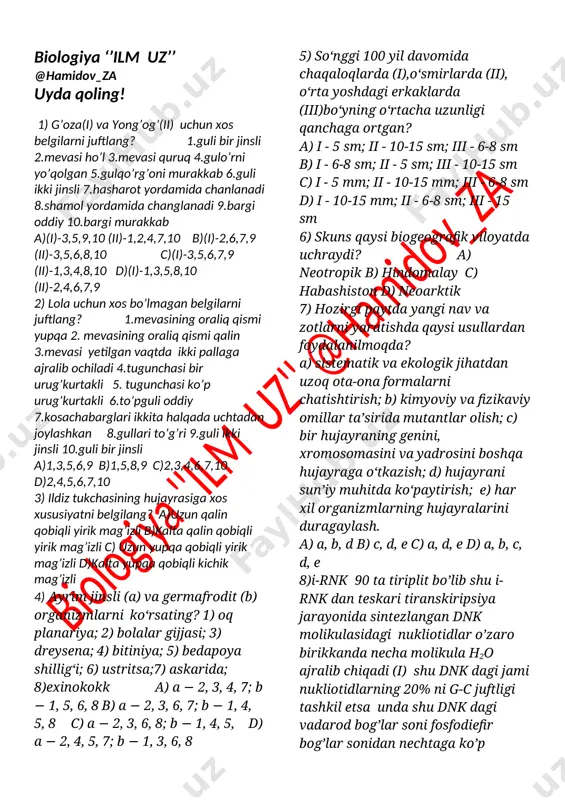 biologiya 'ilm uz' @hamidov_za 2020.03.26 — DOCX