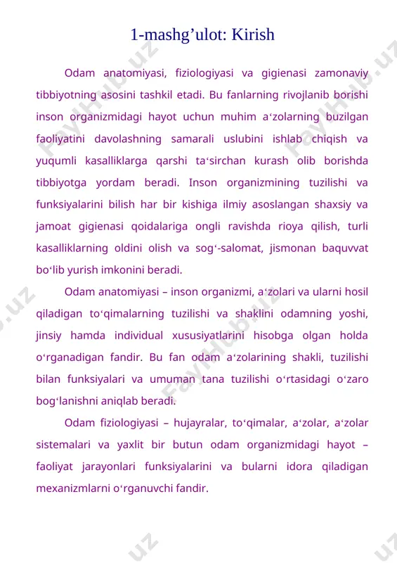 biologiya to'garak namuna — DOC