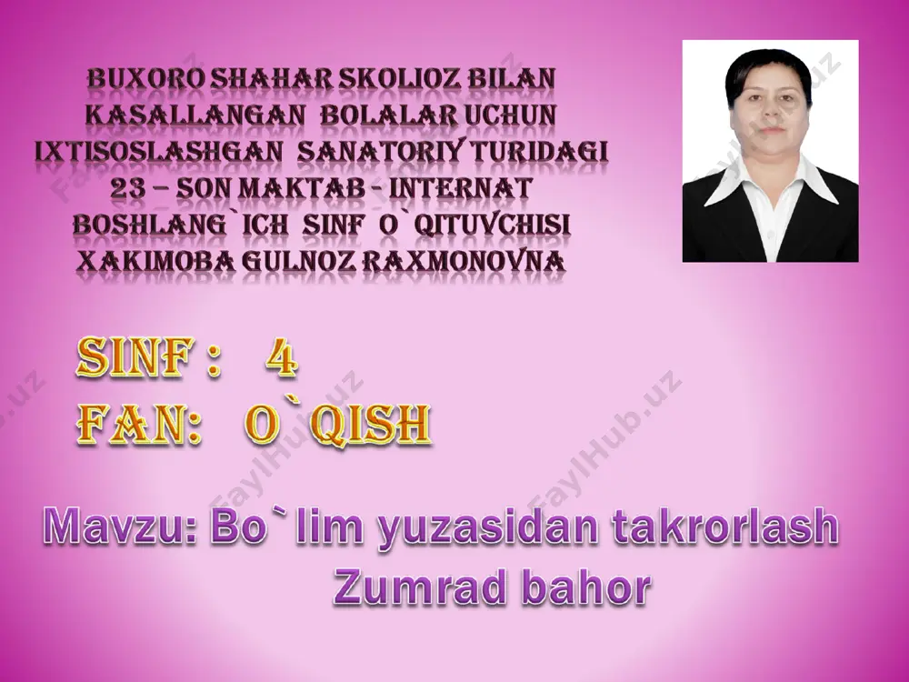 4-sinf o`qish fani — PPT