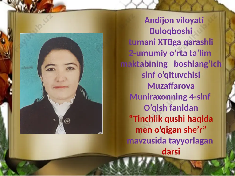 tinchlik_qushi_haqida_men_o'qigan_she'r4_sinf_uyga_vazifa — PPTX