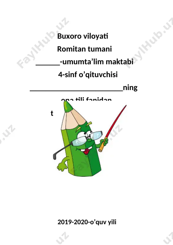 4-sinf ona tili 3-choralk yillik ishlanma — DOC