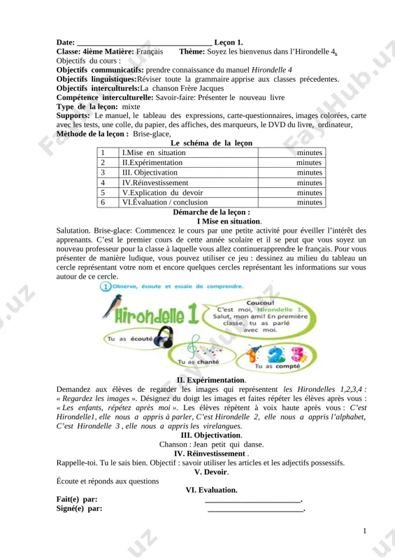 4-sinf fransuz tili — DOCX