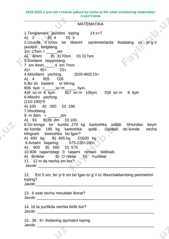 4-sinf 2-blok — DOCX