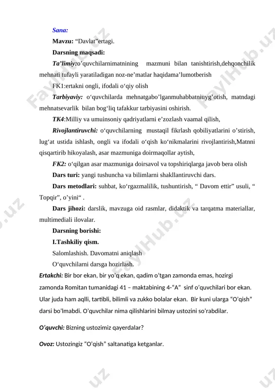 davlat 4-sinf 2019 — DOCX