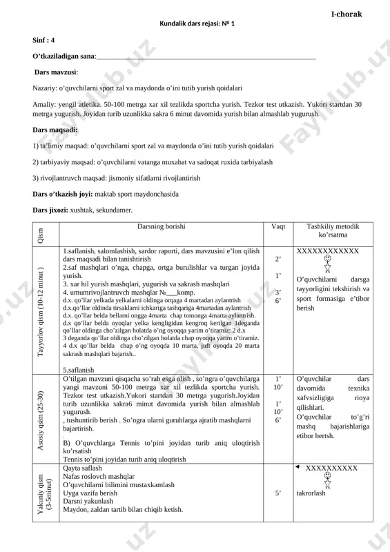 4-sinf 1-chorak — DOCX