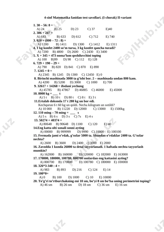 4-sinf matem — DOCX