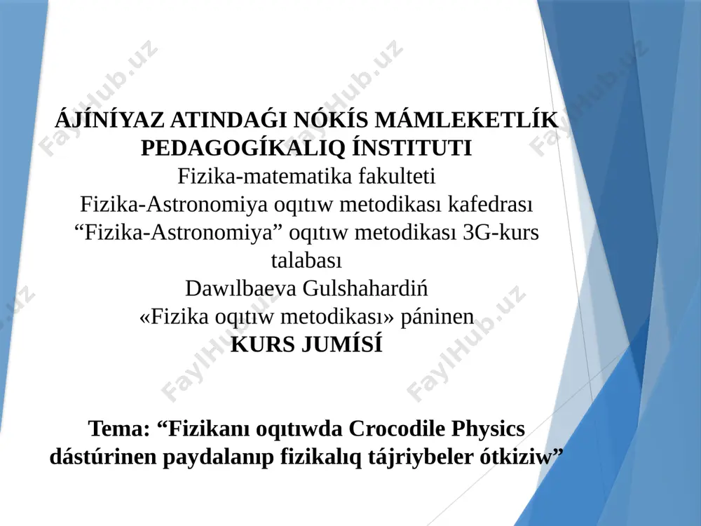 dawılbaeva kurs jumısı fom — PPTX