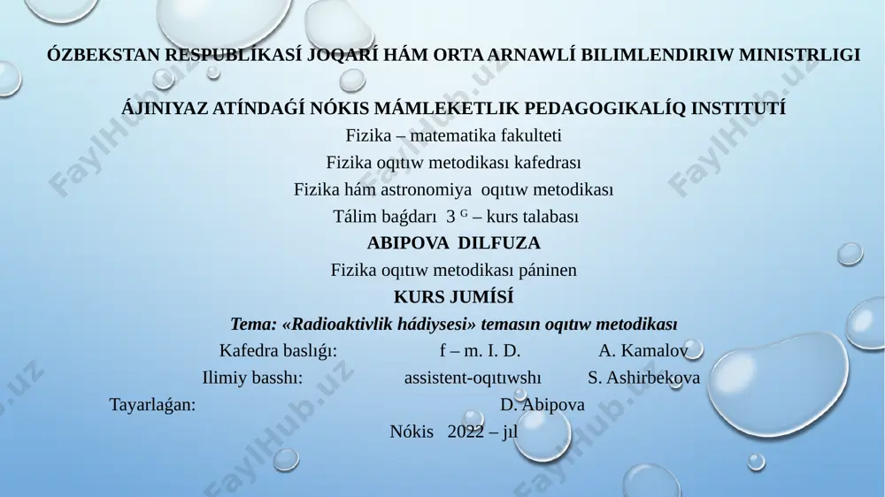 abipova dilfuz kurs jumisi slayd fom pptx — PPTX