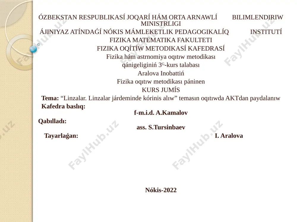 aralova inobat kurs jumısı slayd usi.. — PPTX